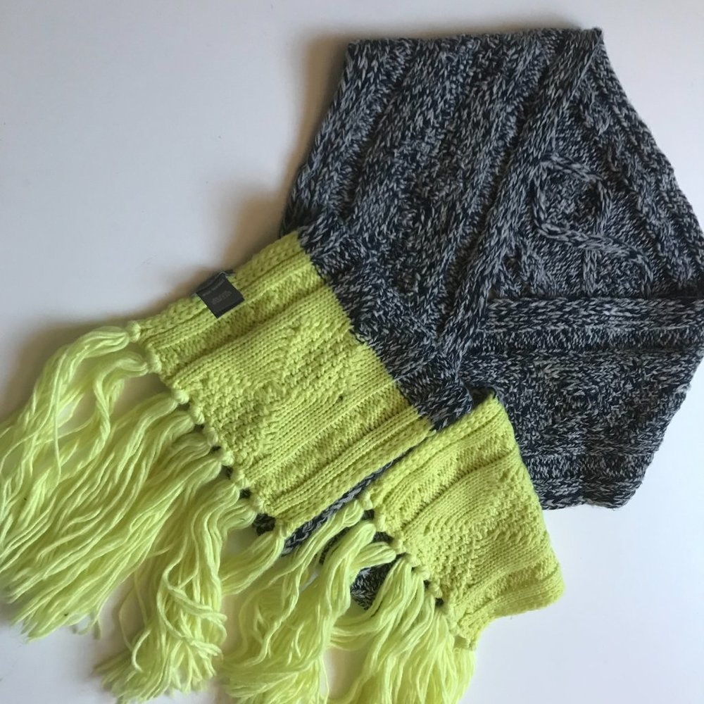 AERIE Women's Grey/Yellow Knit Muffler Scarf - One Size